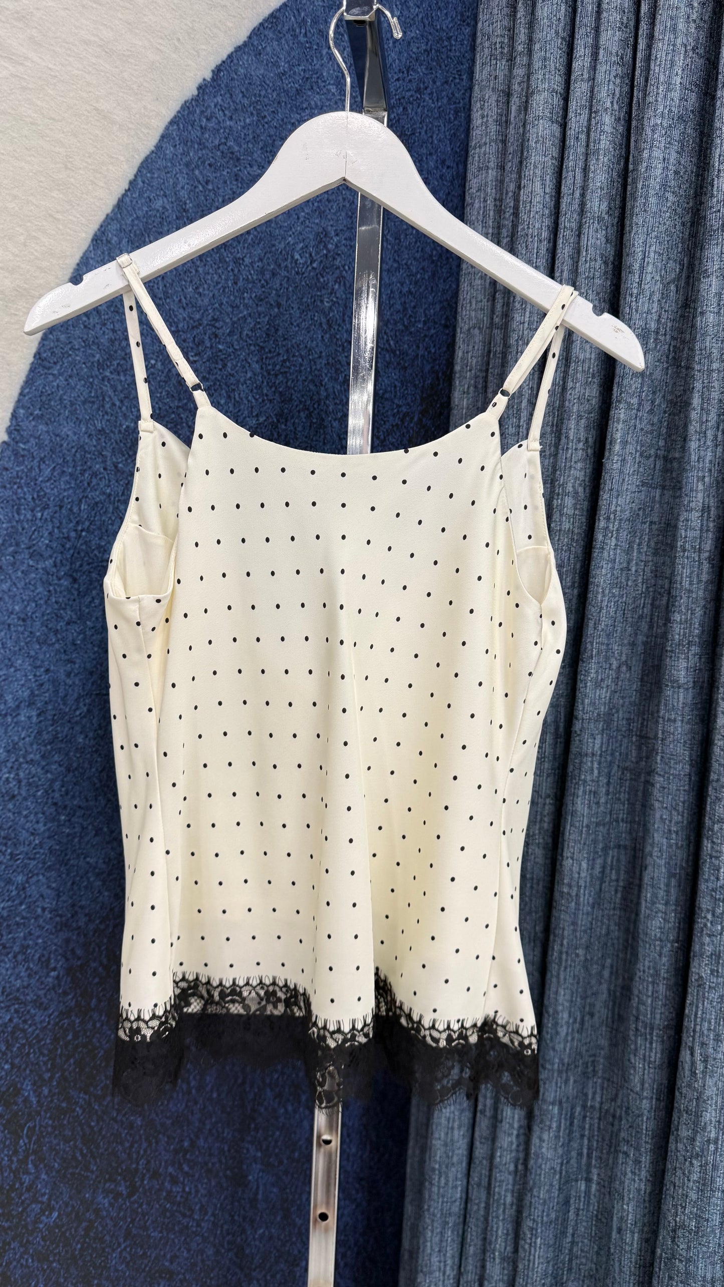 Polka Dots Satin Top Ivory