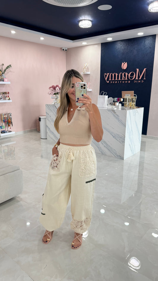 Lace Detail Jogger Pant