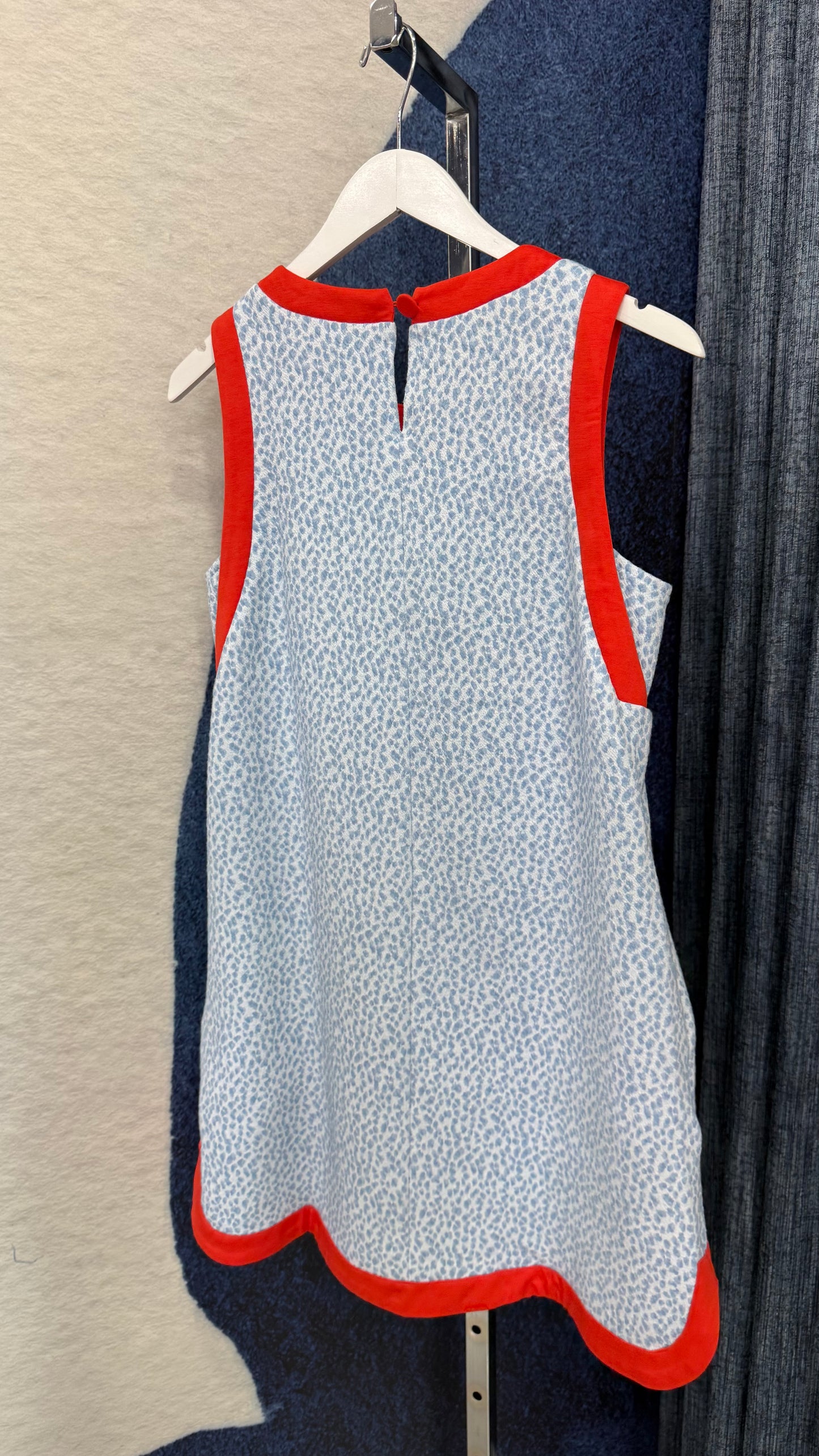 Printed & Contrast Dress Blue / Orange
