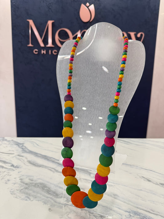 Circles Wood Multi Colors Necklace