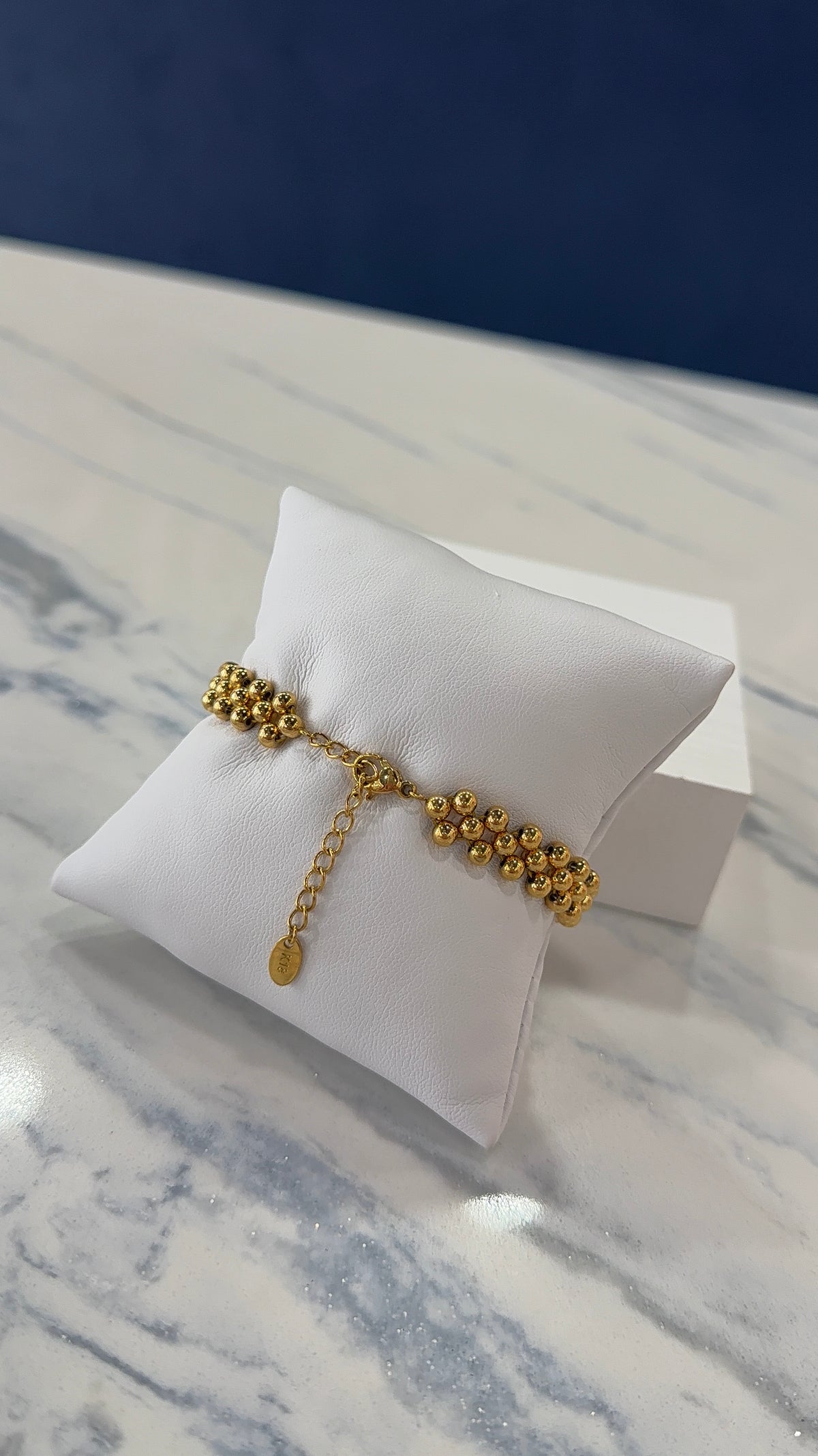 Beaded Bracelet Gold Pleated