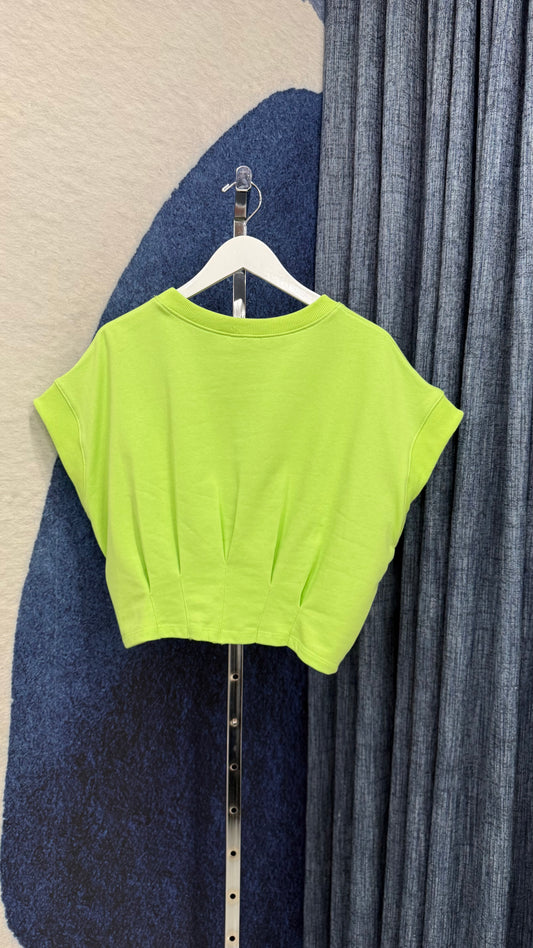 Pleated Cotton Top Lime