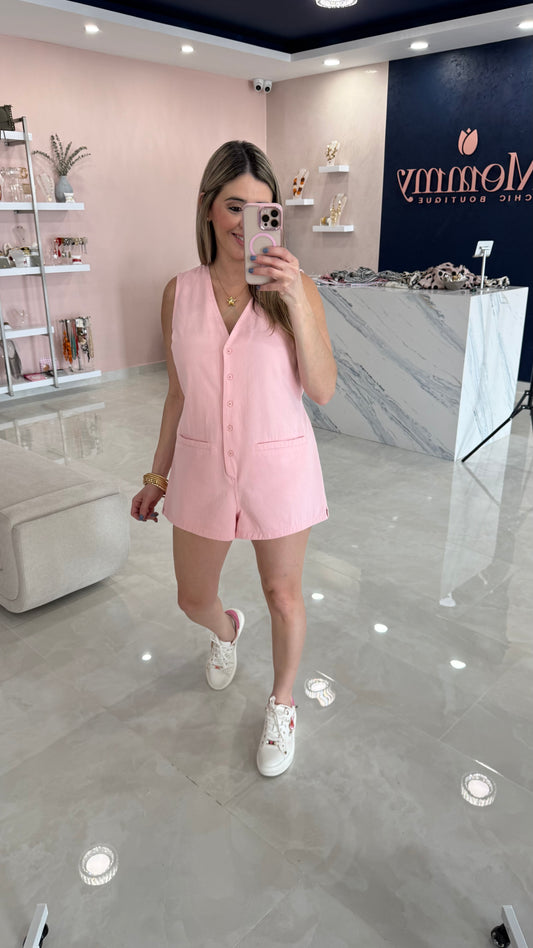 Sleeveless V Neck Romper