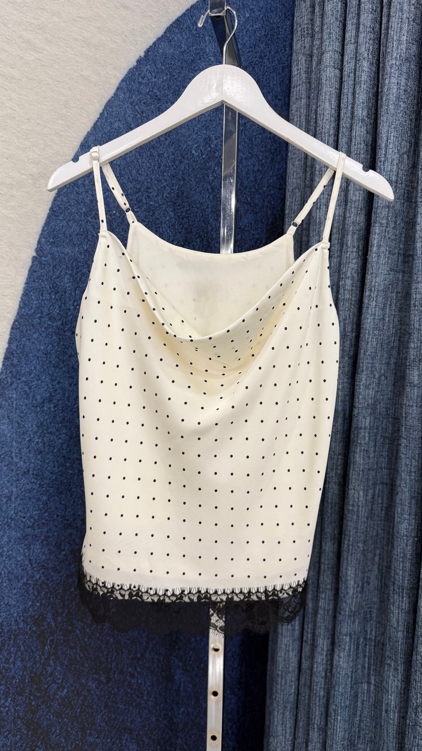 Polka Dots Satin Top Ivory
