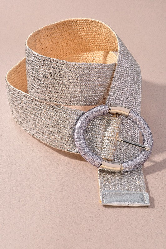 Metallic Elastic Belt Silver