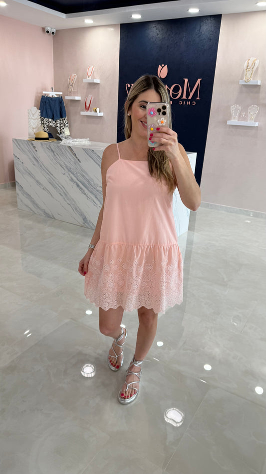 Eyelet Cami Mini Dress Pink