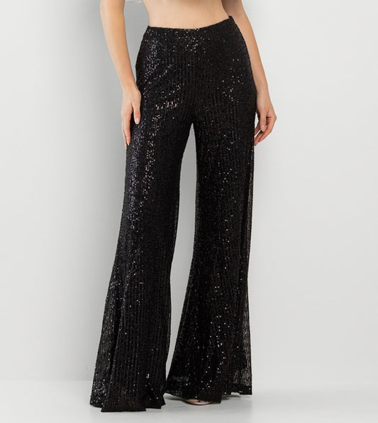 Sequins Bell Bottom Pant Black