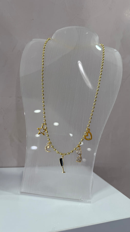 Golden Moments Charm Necklace Gold Plated