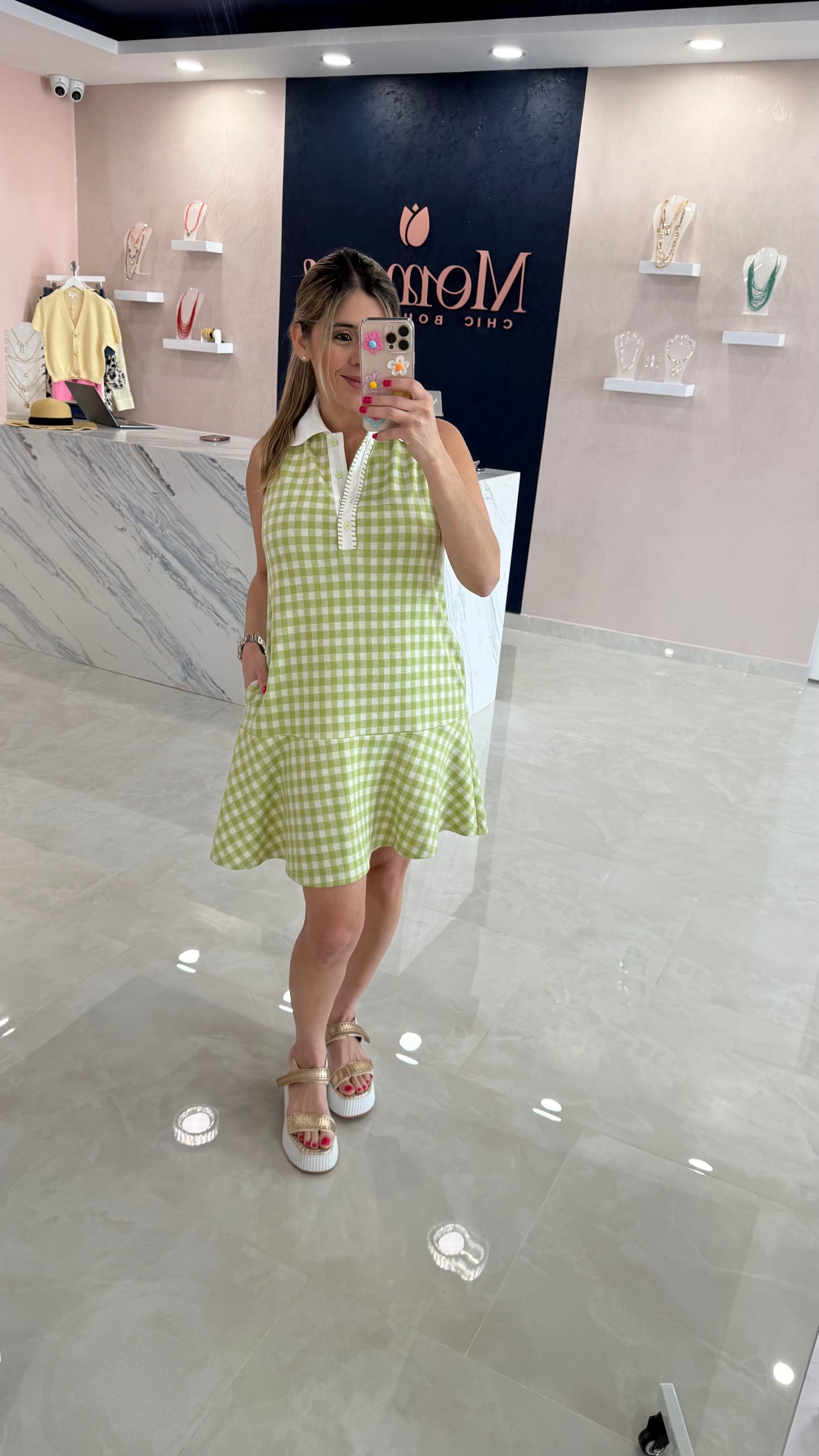 Gingham knit Dress
