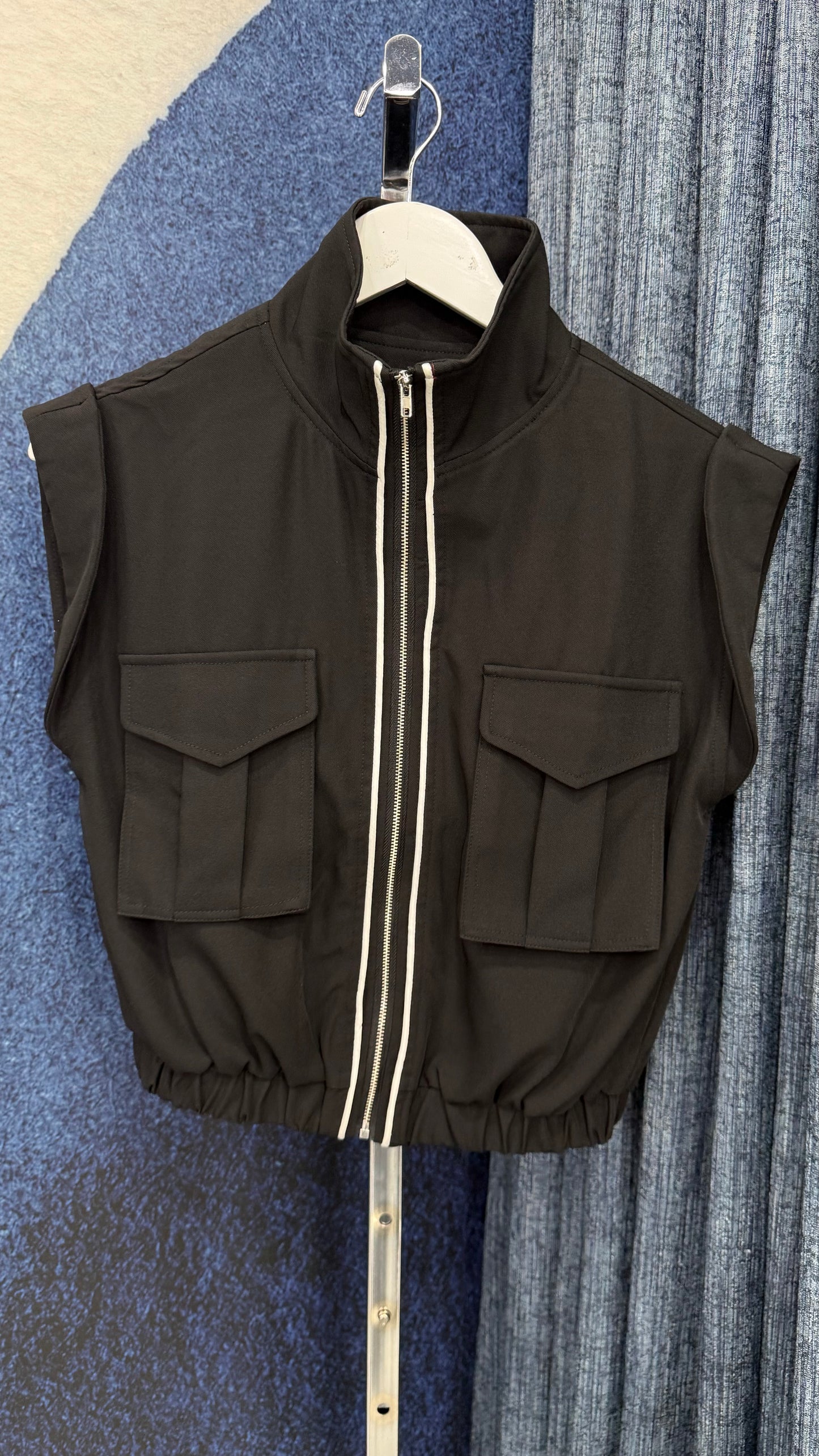 Zipper Top & Contrast Pant Set