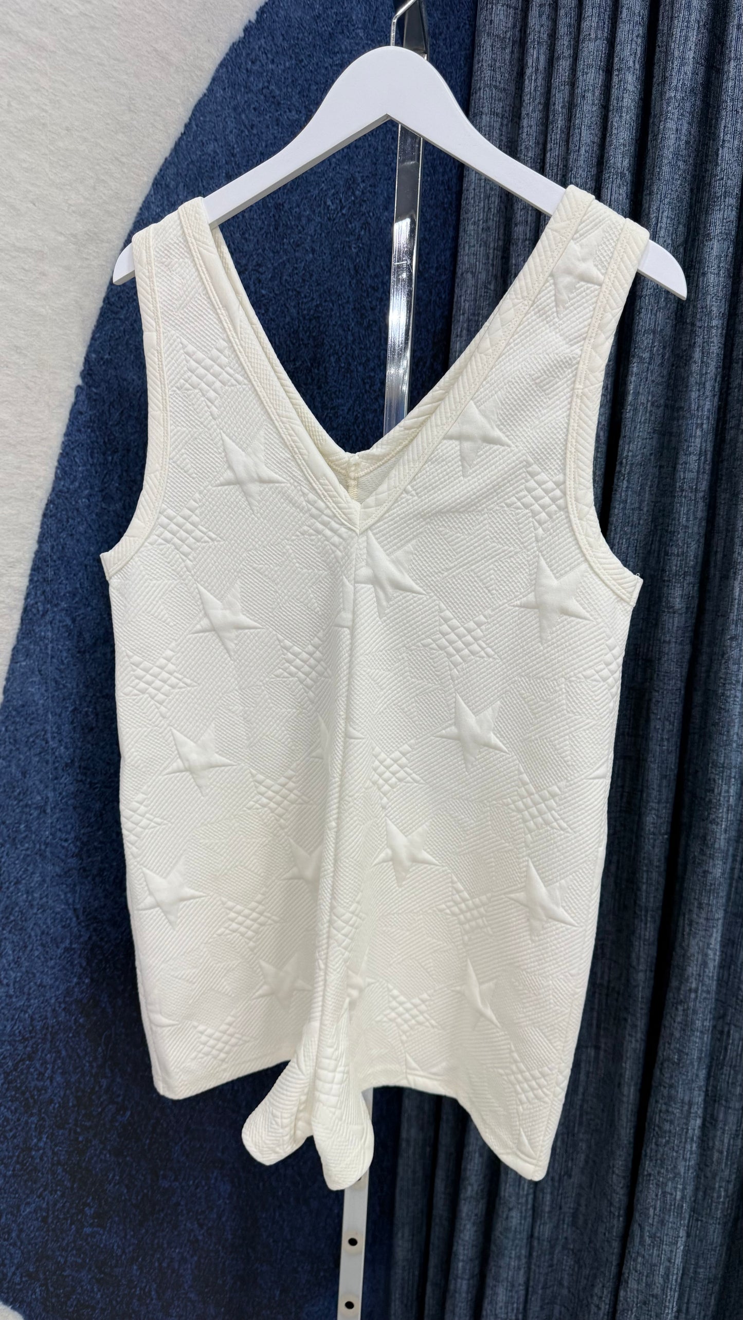 Textured & Stars Romper Off White