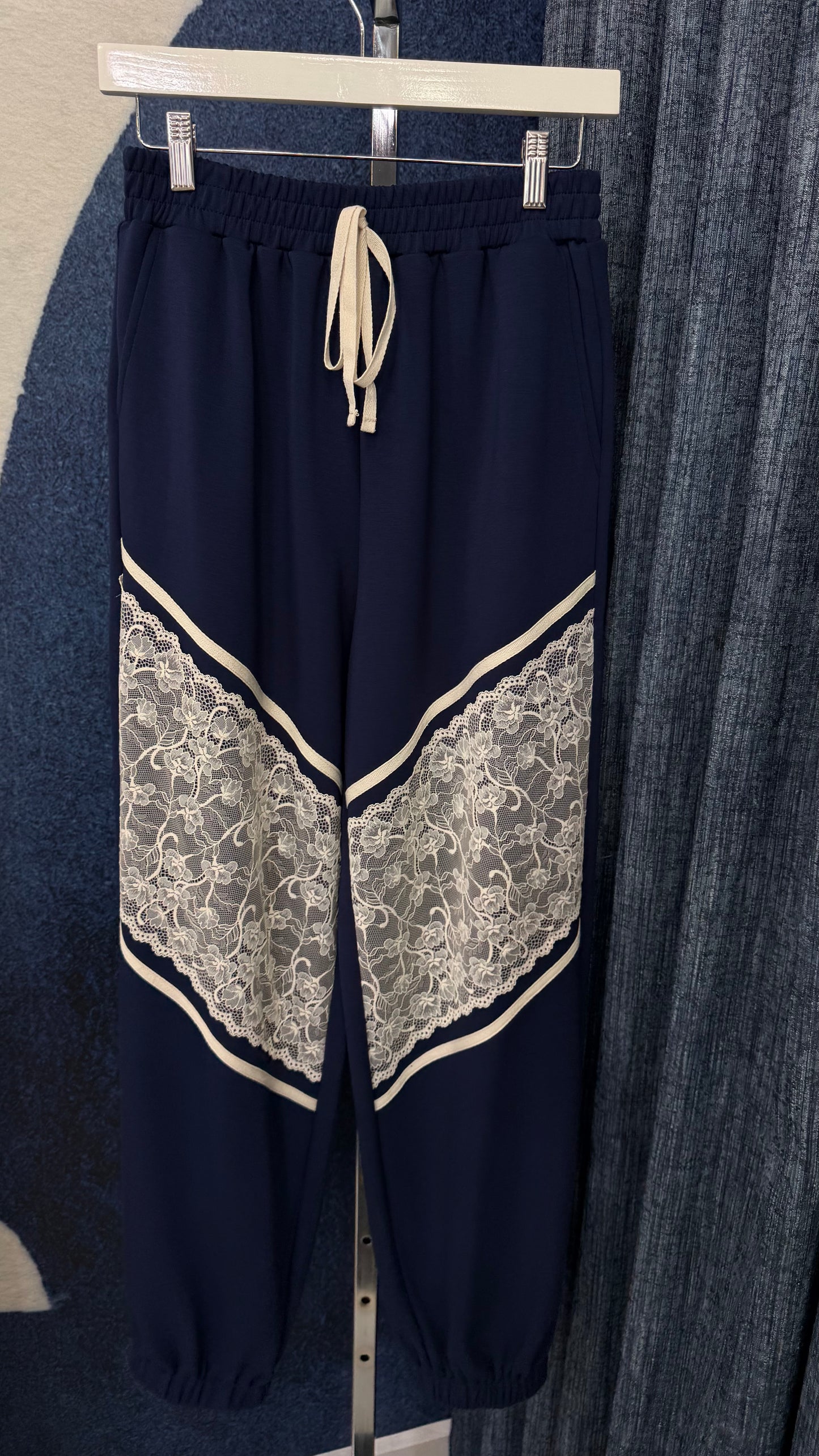 Contras Lace Long Sleeve Jacket & Jogger Set Navy