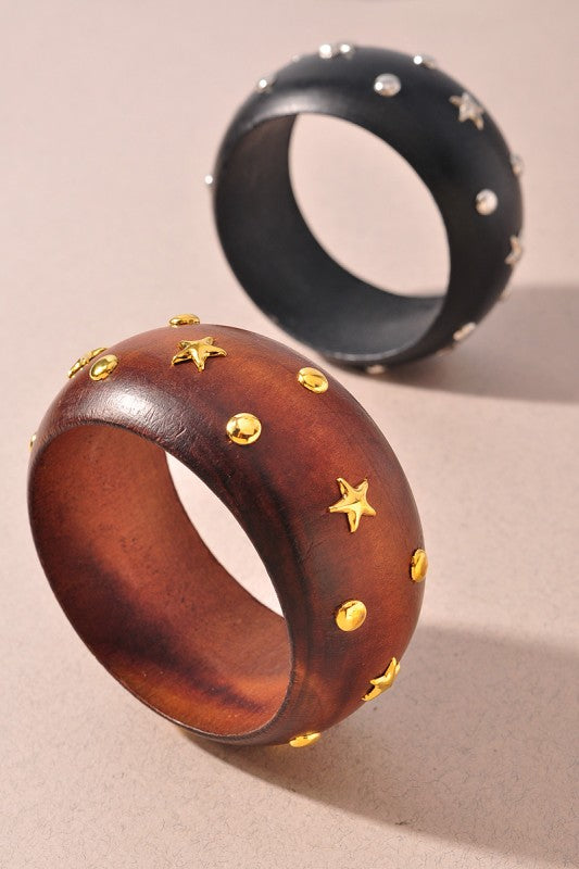 Star Studded Bangle Wood