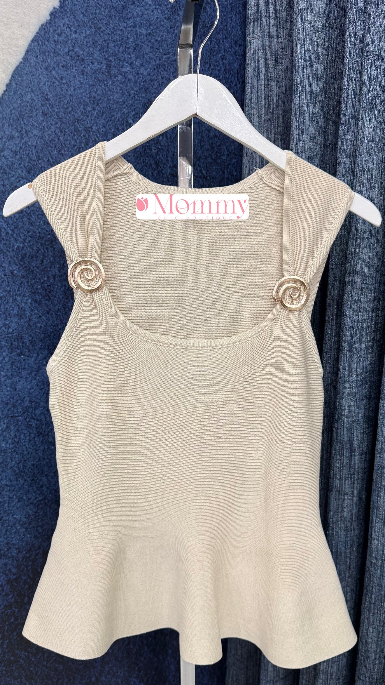 Peplum knit Top Taupe