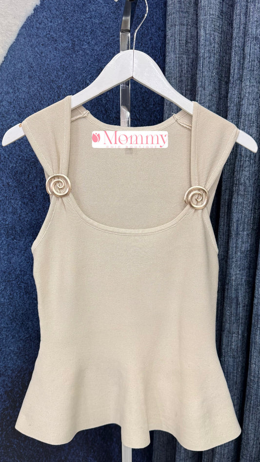 Peplum knit Top Taupe