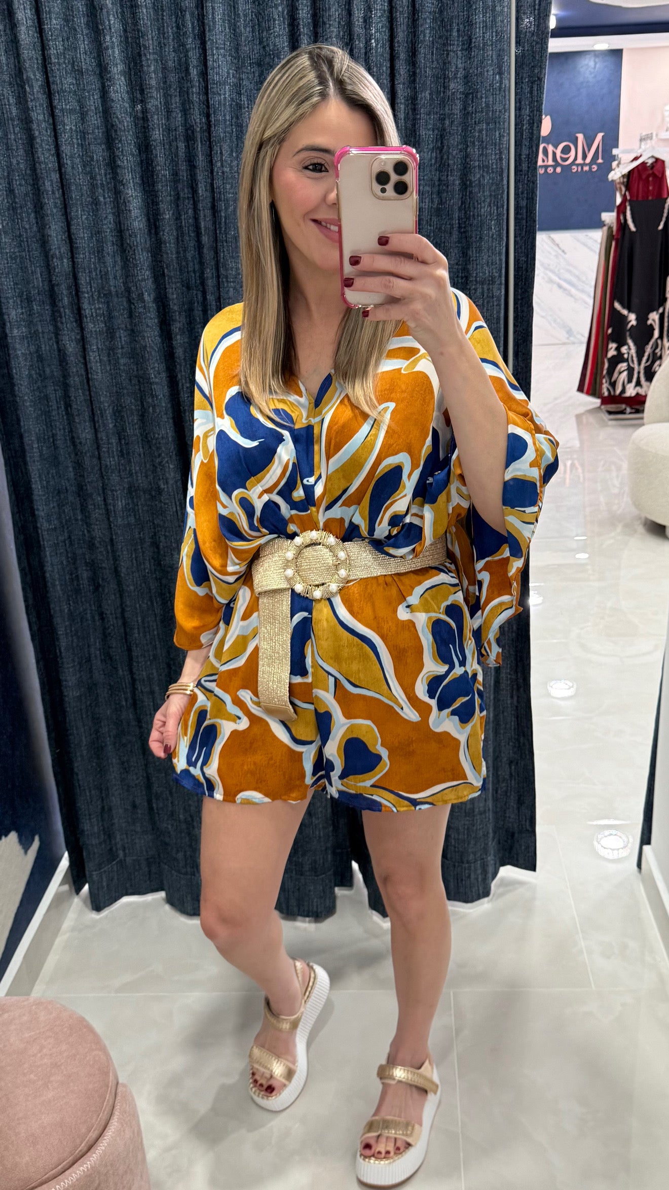 Kimono Sleeve Printed Romper
