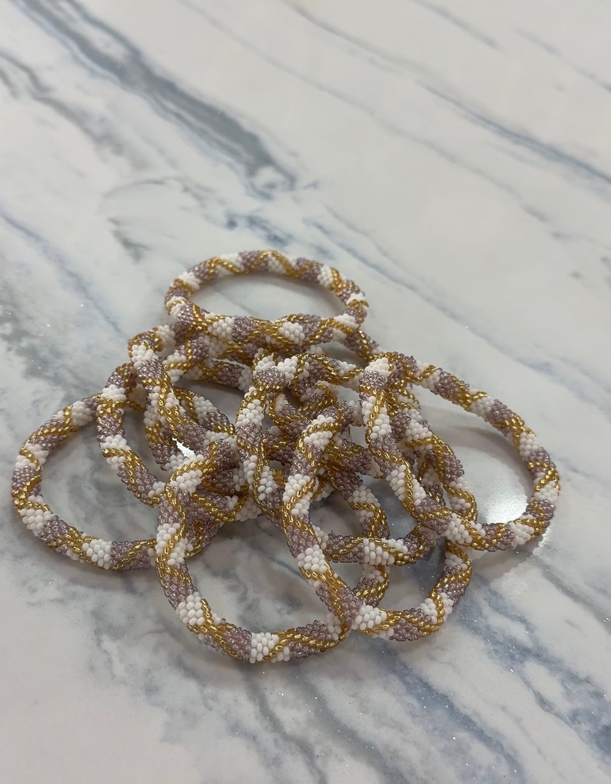 2 Braided Glass Bead Bracelet Set