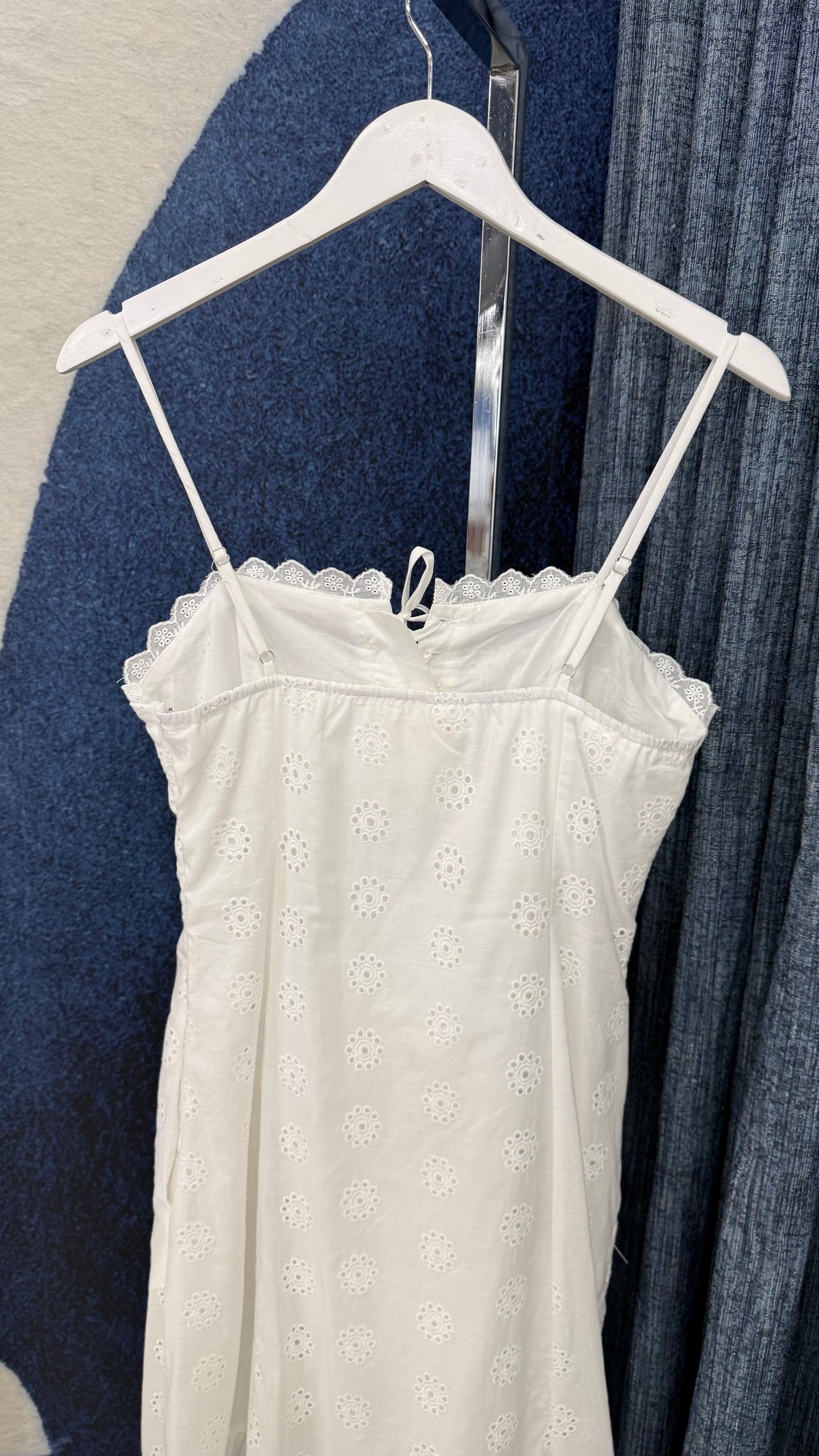 Cotton Eyelet Midi Dress White