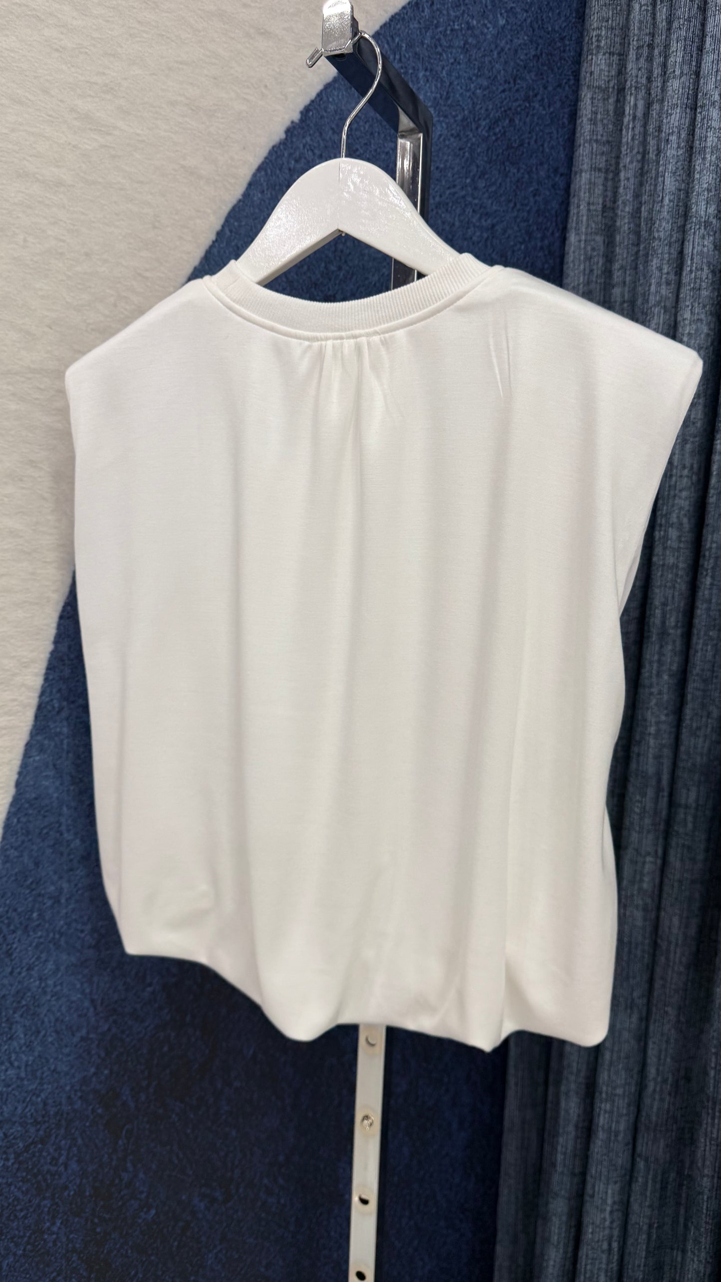 Padded Shoulder Top White