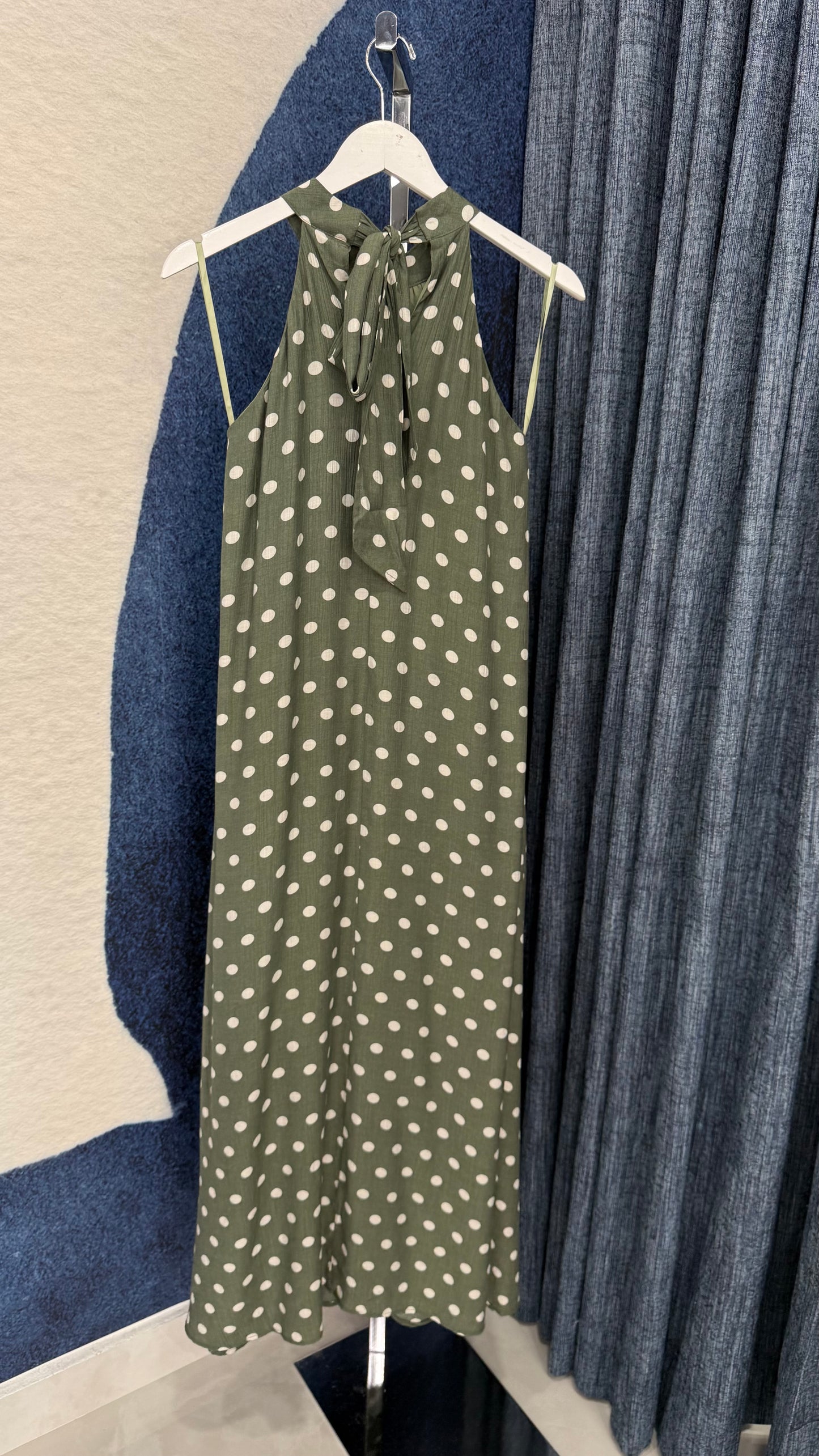 Polka Dots Maxi Dress Olive