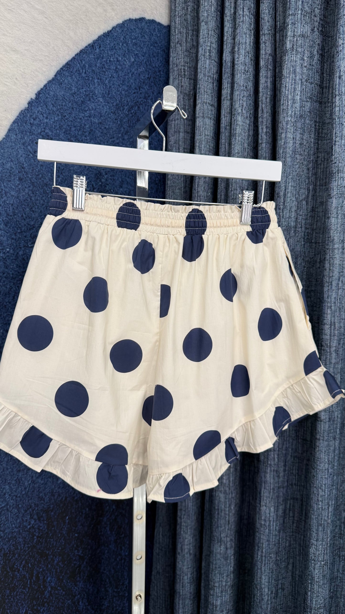 Polka Dot Ruffle Short Navy