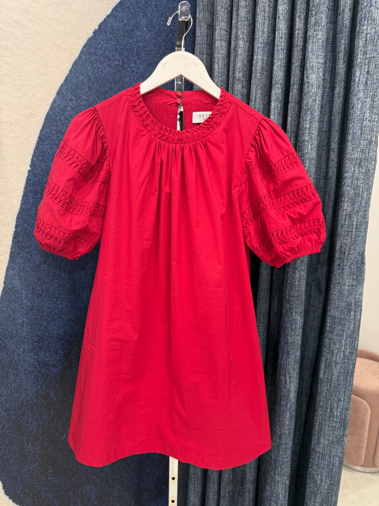 Bubble Sleeve Dress Red