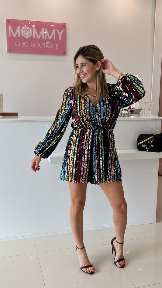 Sequins Romper Multicolor