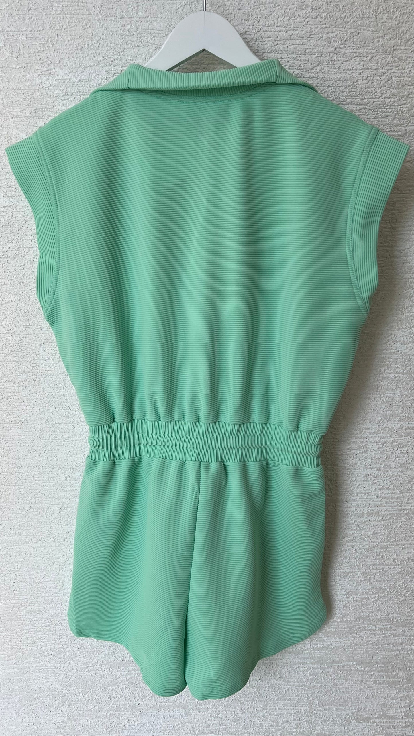 Ribbed Zip Romper Mint