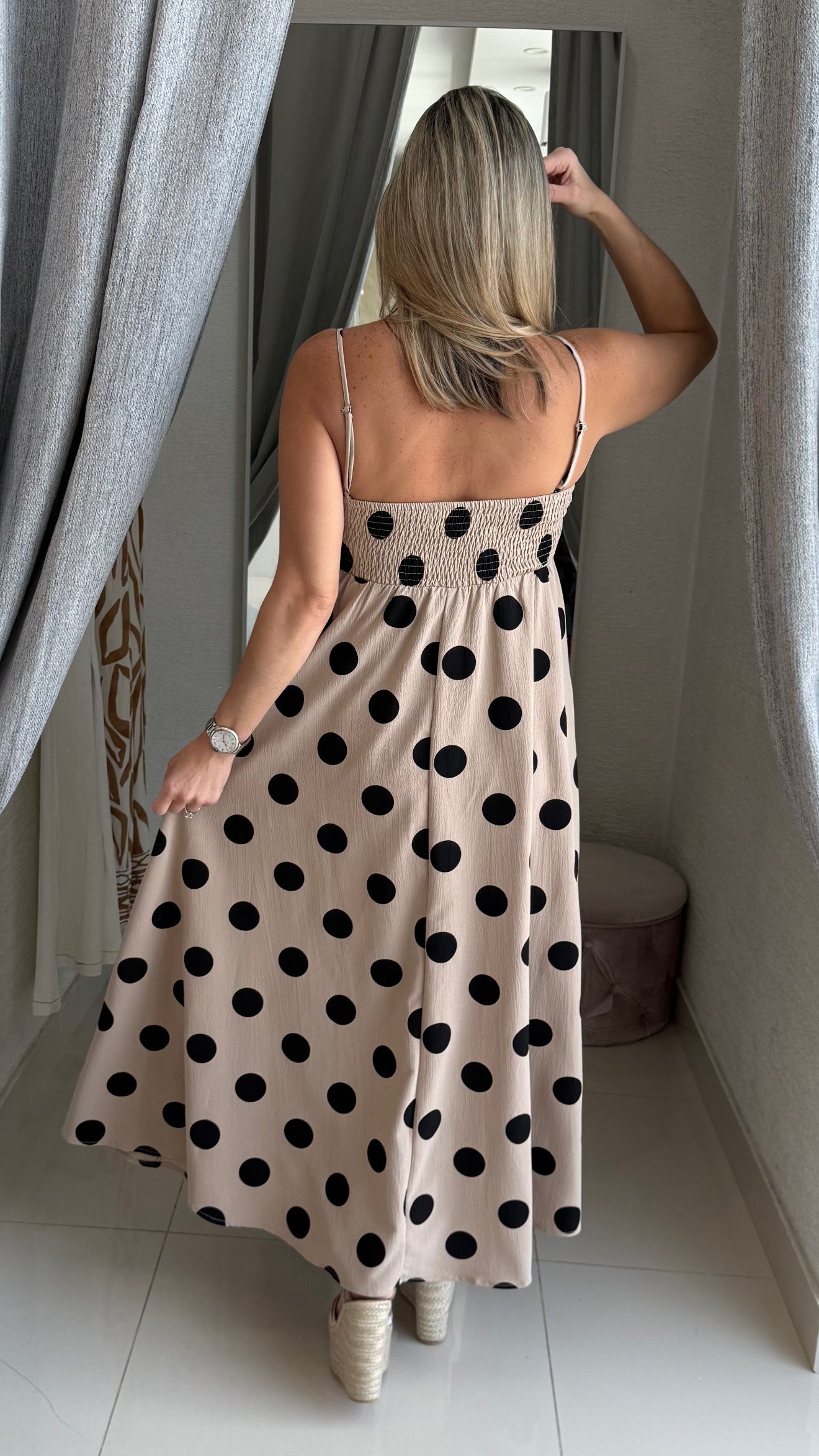 Polka Dots Dress Taupe