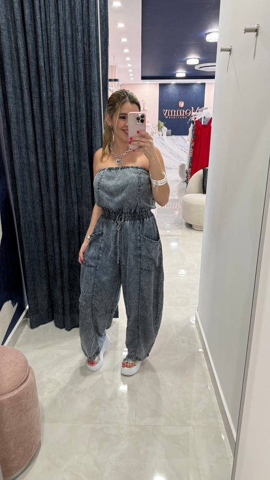 Strapless Tencel Jumpsuit