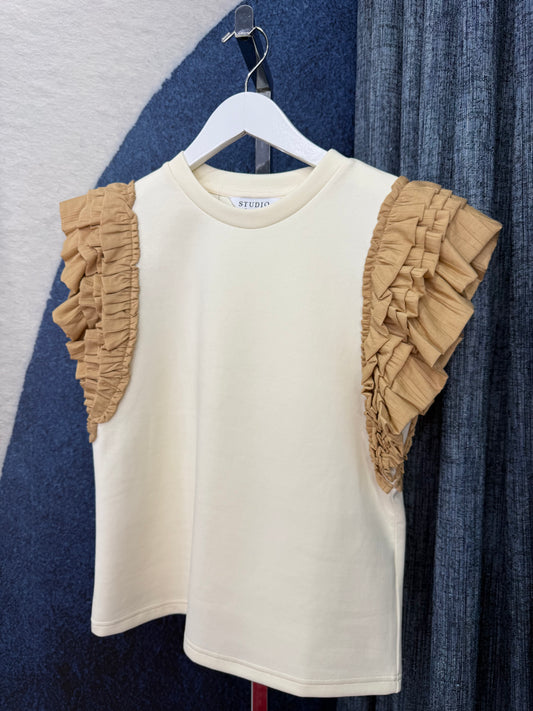 Ruffle Sleeve Top Ivory