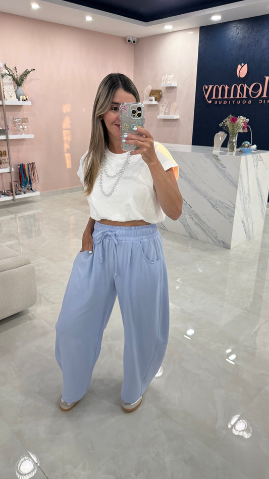Cotton Barrel Pant Blue