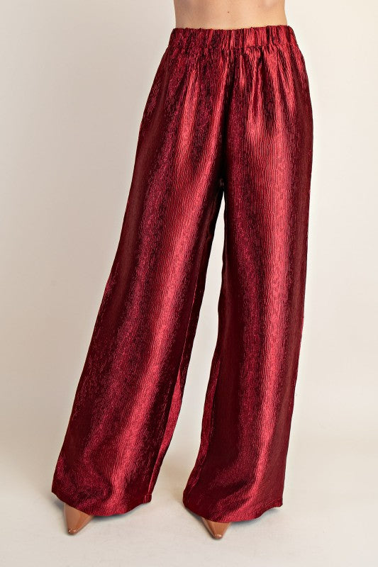 Textured Top & High Waist Pant Burgundy