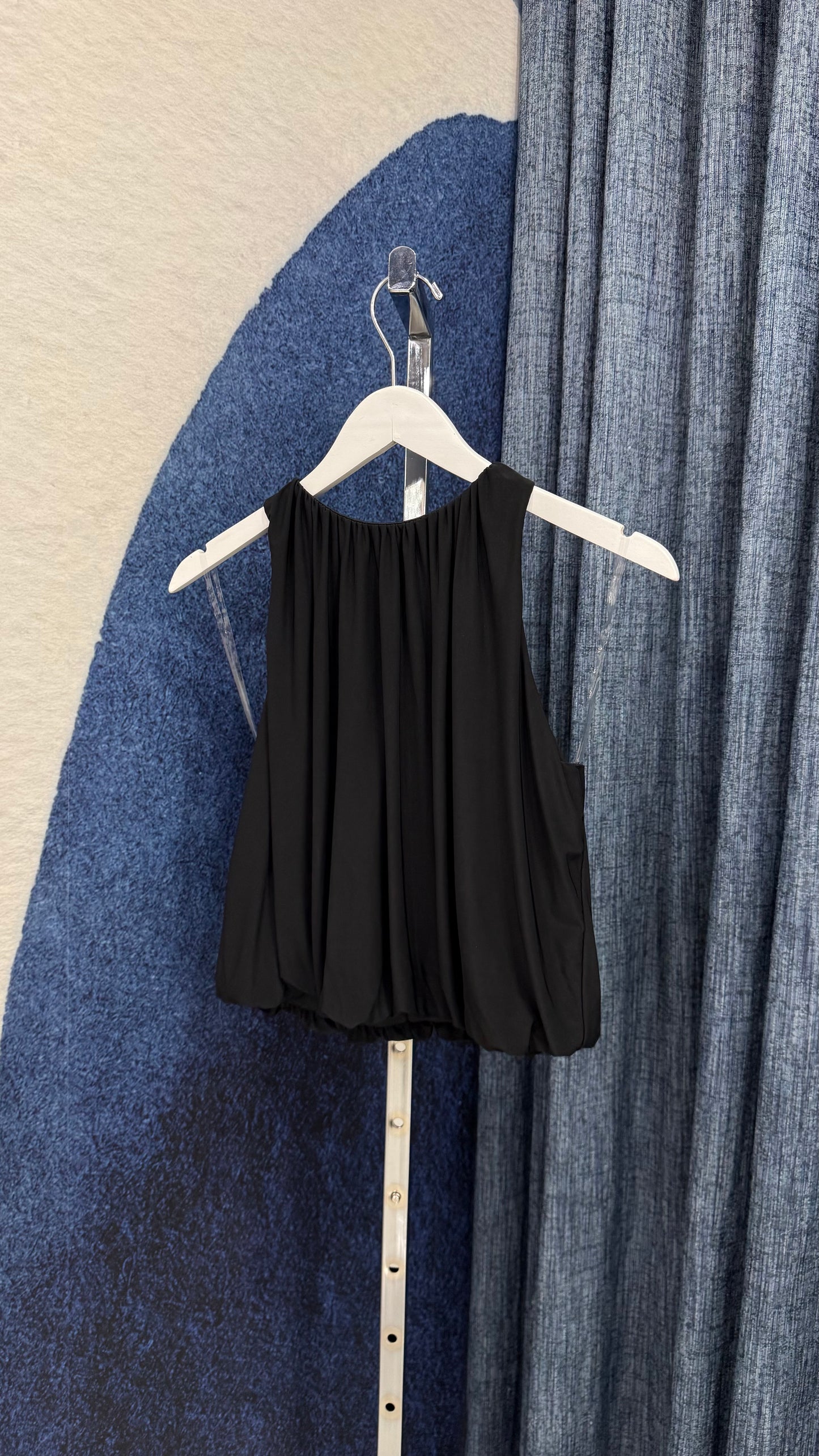 Bubble Sleeveless Top Black