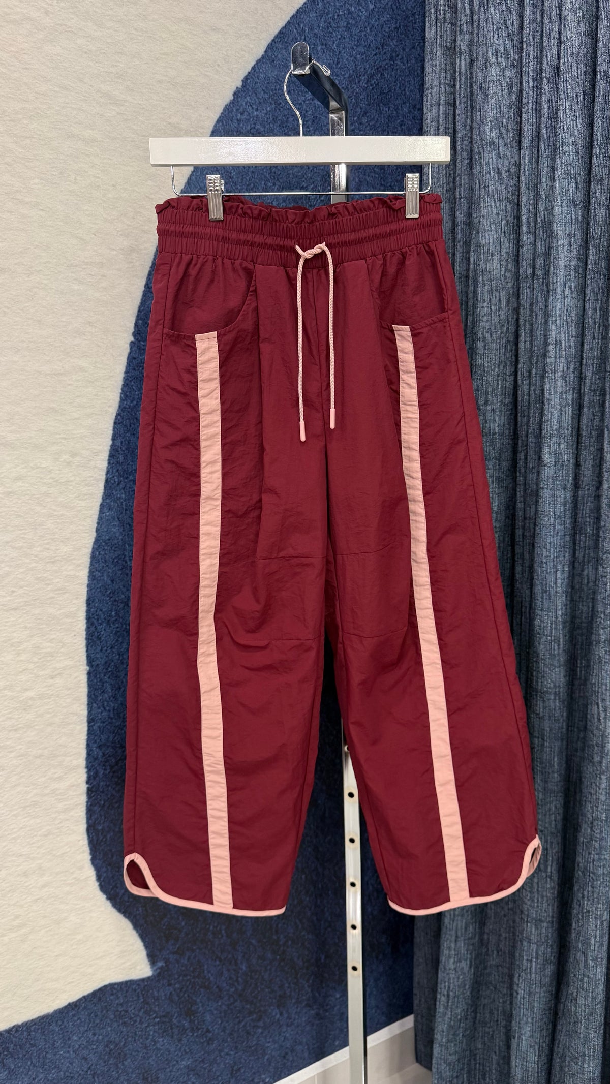 Barrel Leg Stipe Pant Burgundy