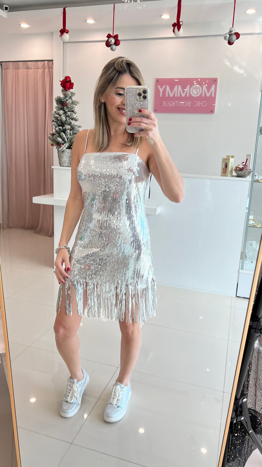 Sequins Cami Dress With Fringes