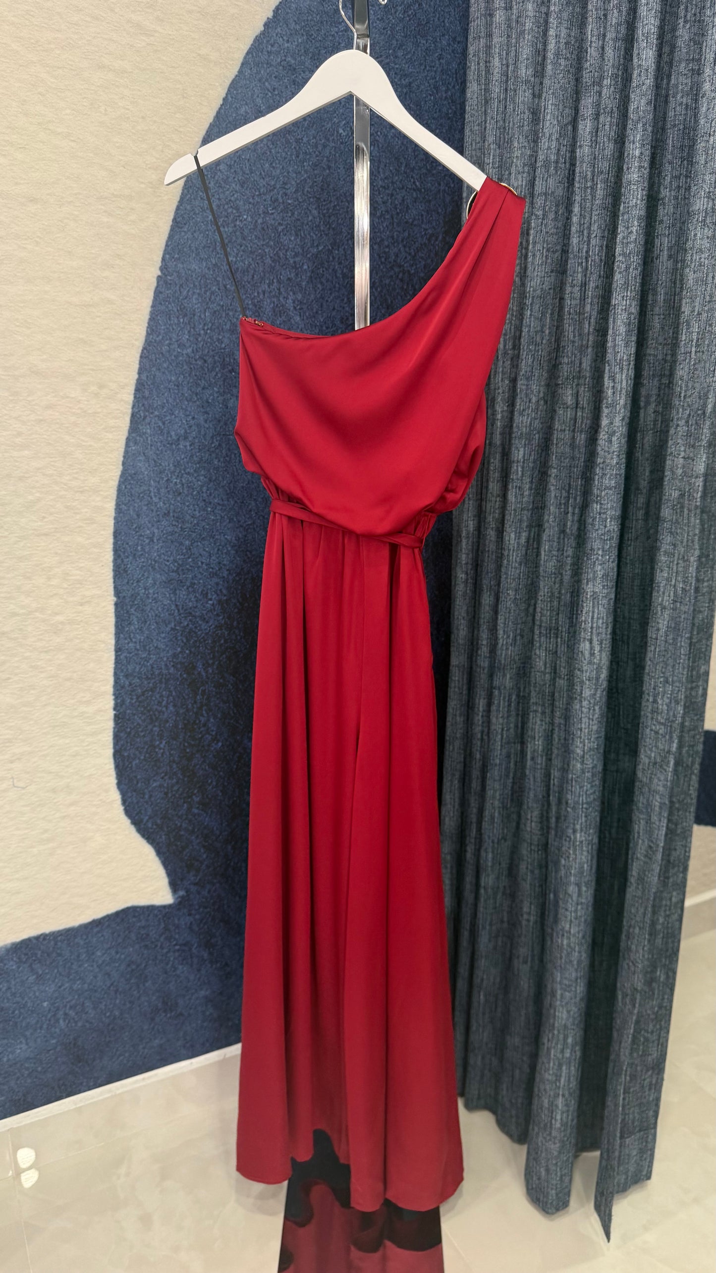 One Shoulder Satin Jumpsuit