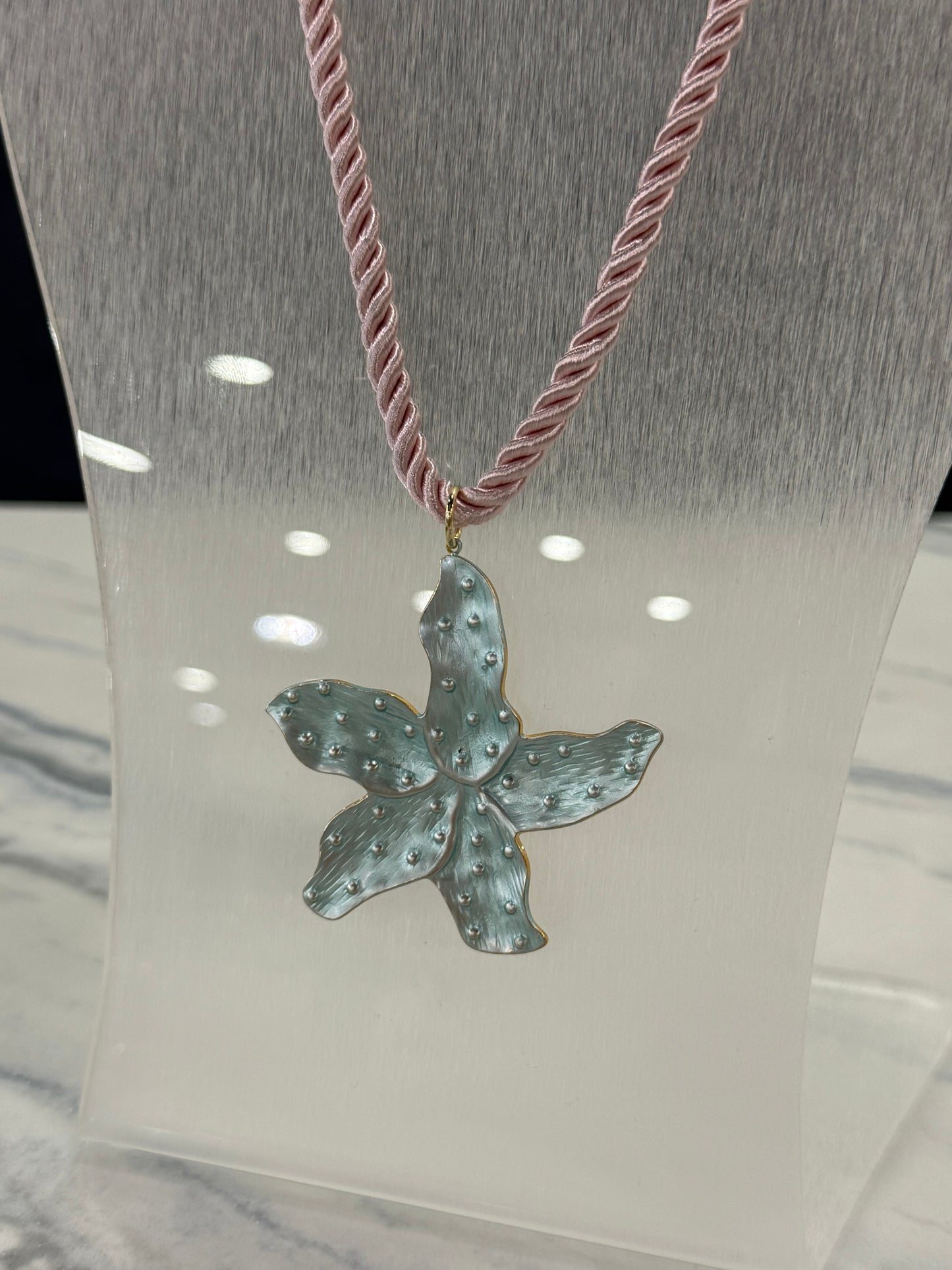 Starfish Aqua Rope Necklace