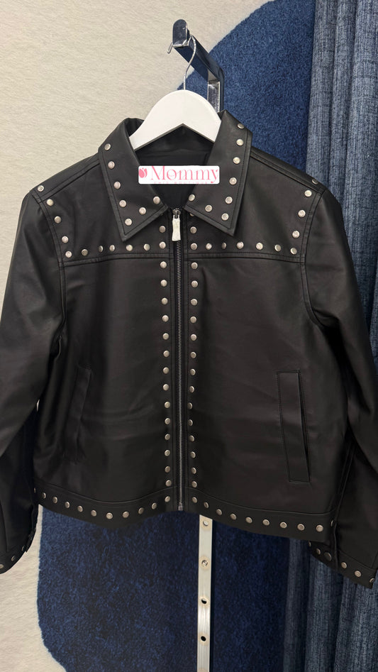 Vegan Leather Studded Jacket Black
