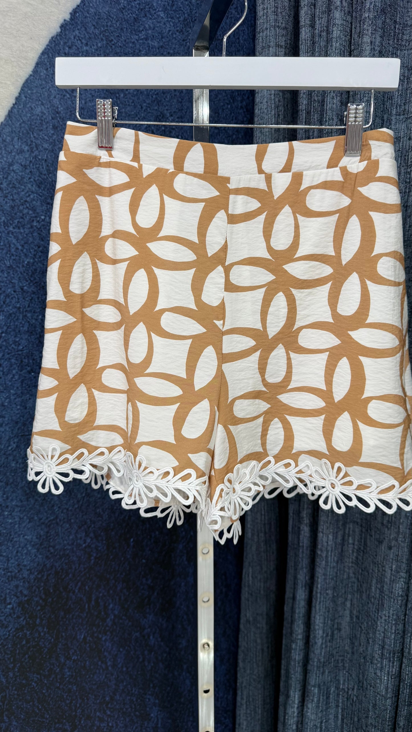 Embroidery Printed Top & Short Set Taupe