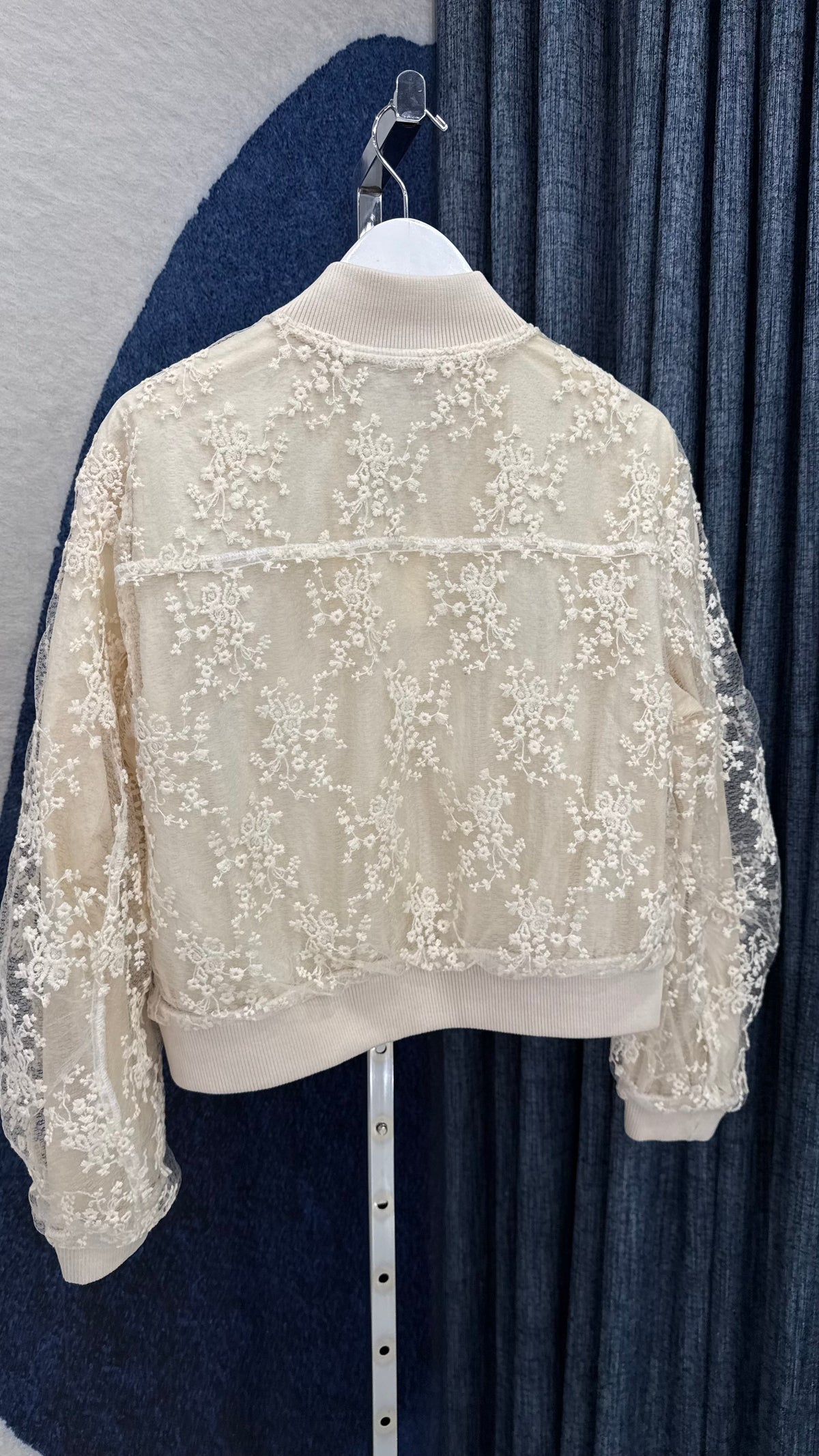 Lace Embroidered Jacket Cream