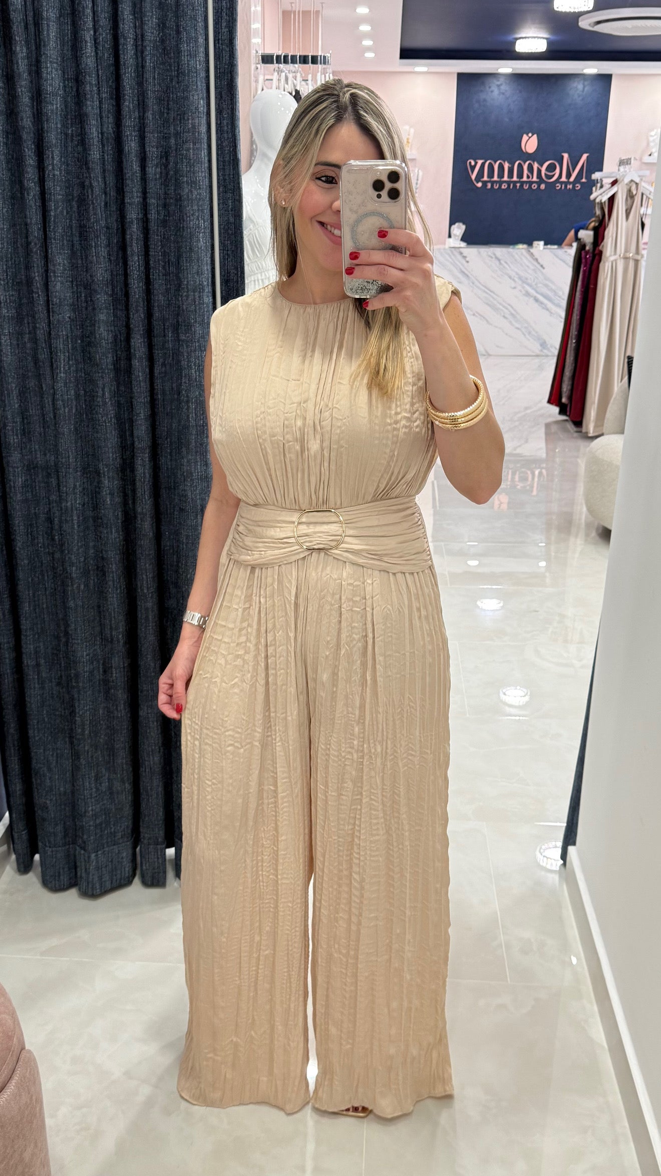 Pleated Jumpsuit Taupe