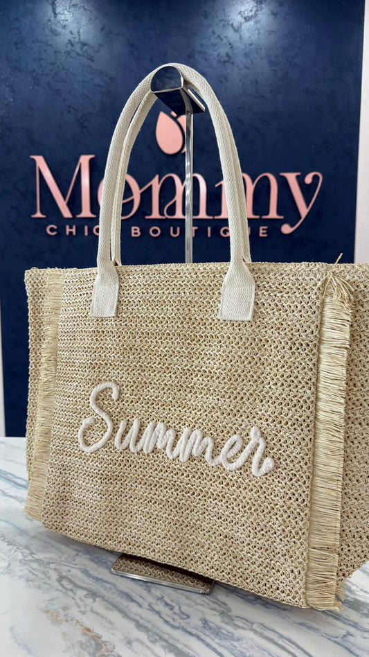 Rafia StrawFringe Tote Bag