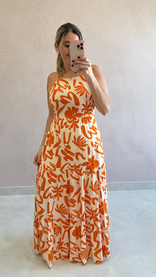 Printed Maxi Dress Orange