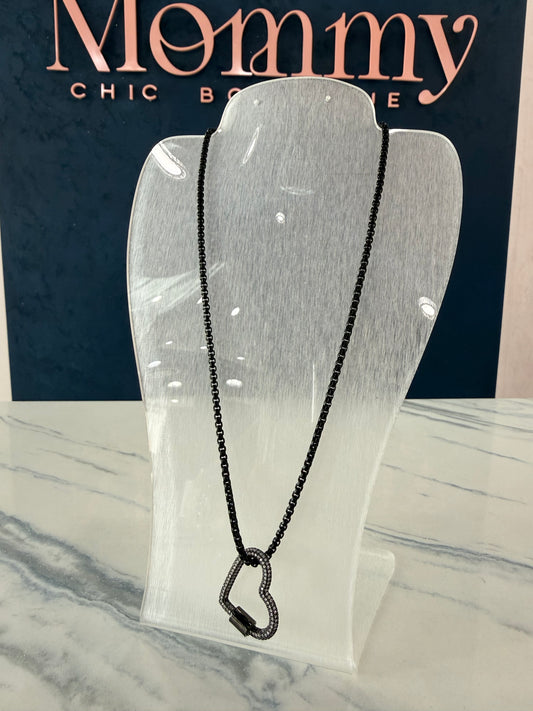 Heart Necklace Black