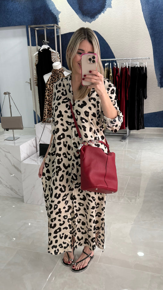 Button Down Maxi Dress Leopard