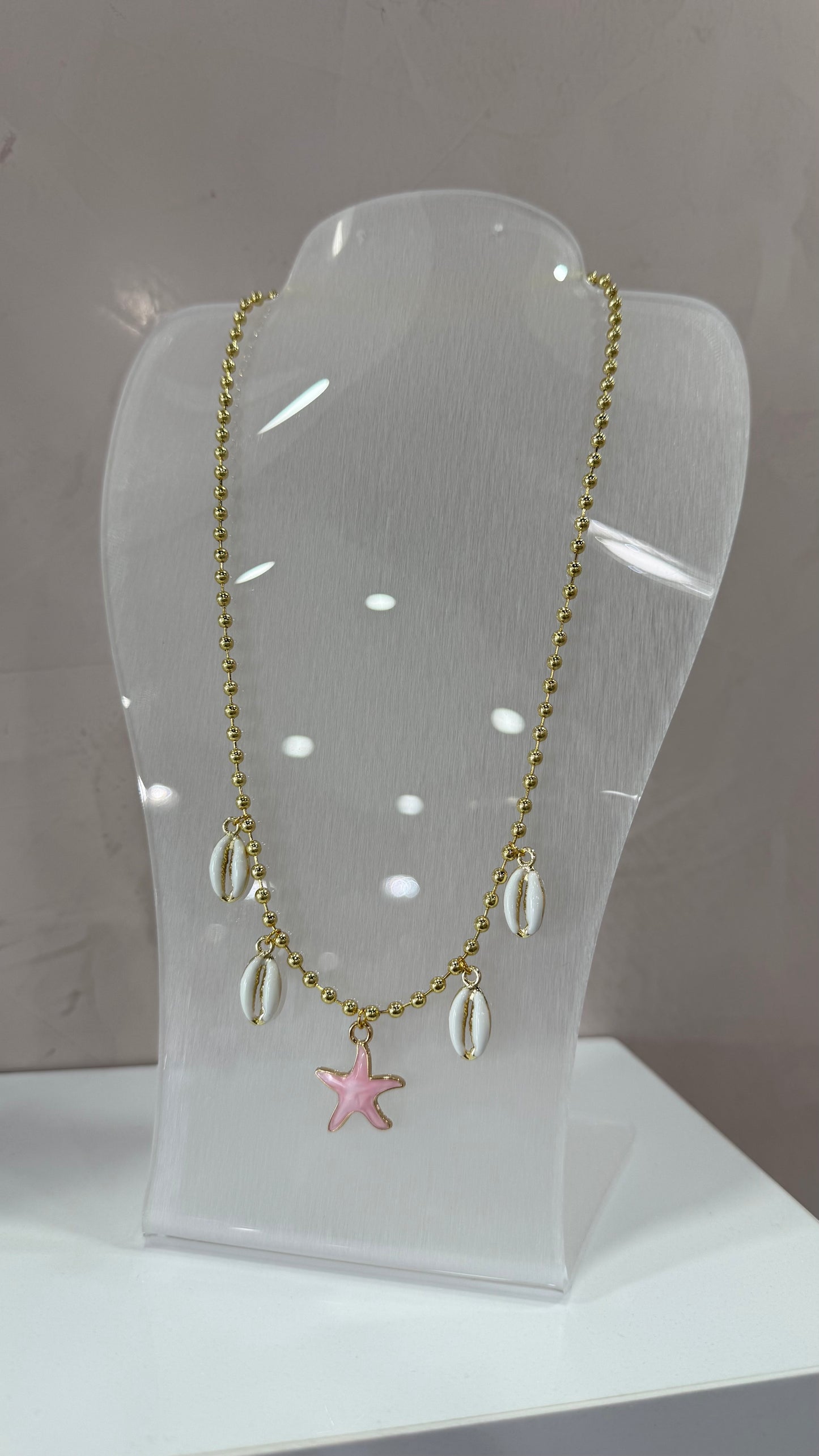 Pink Starfish & Sea shells Necklace