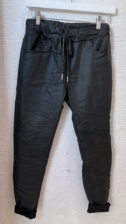 Pu Leather Jogger   Black