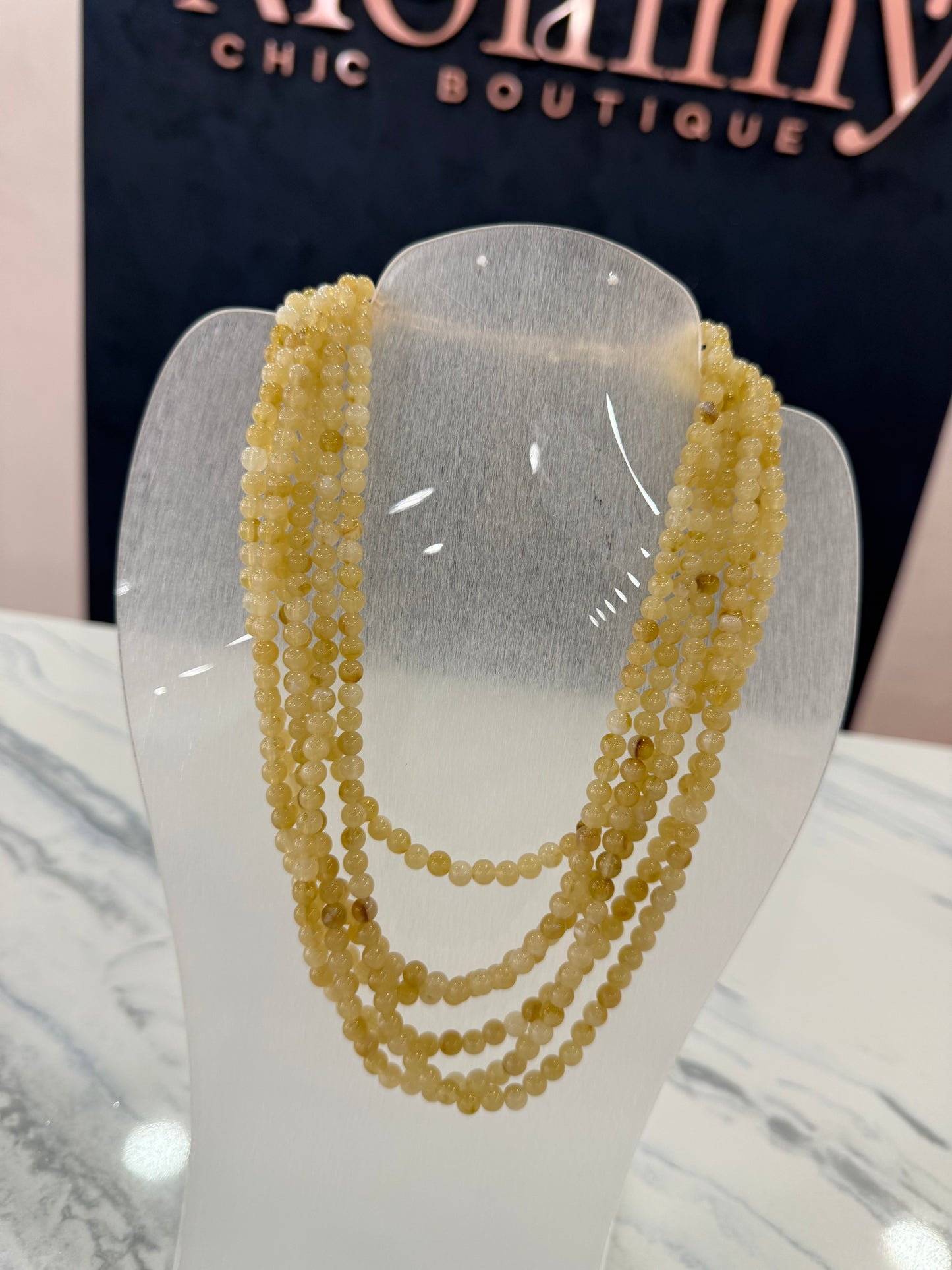 Beaded Layered Necklace Natural