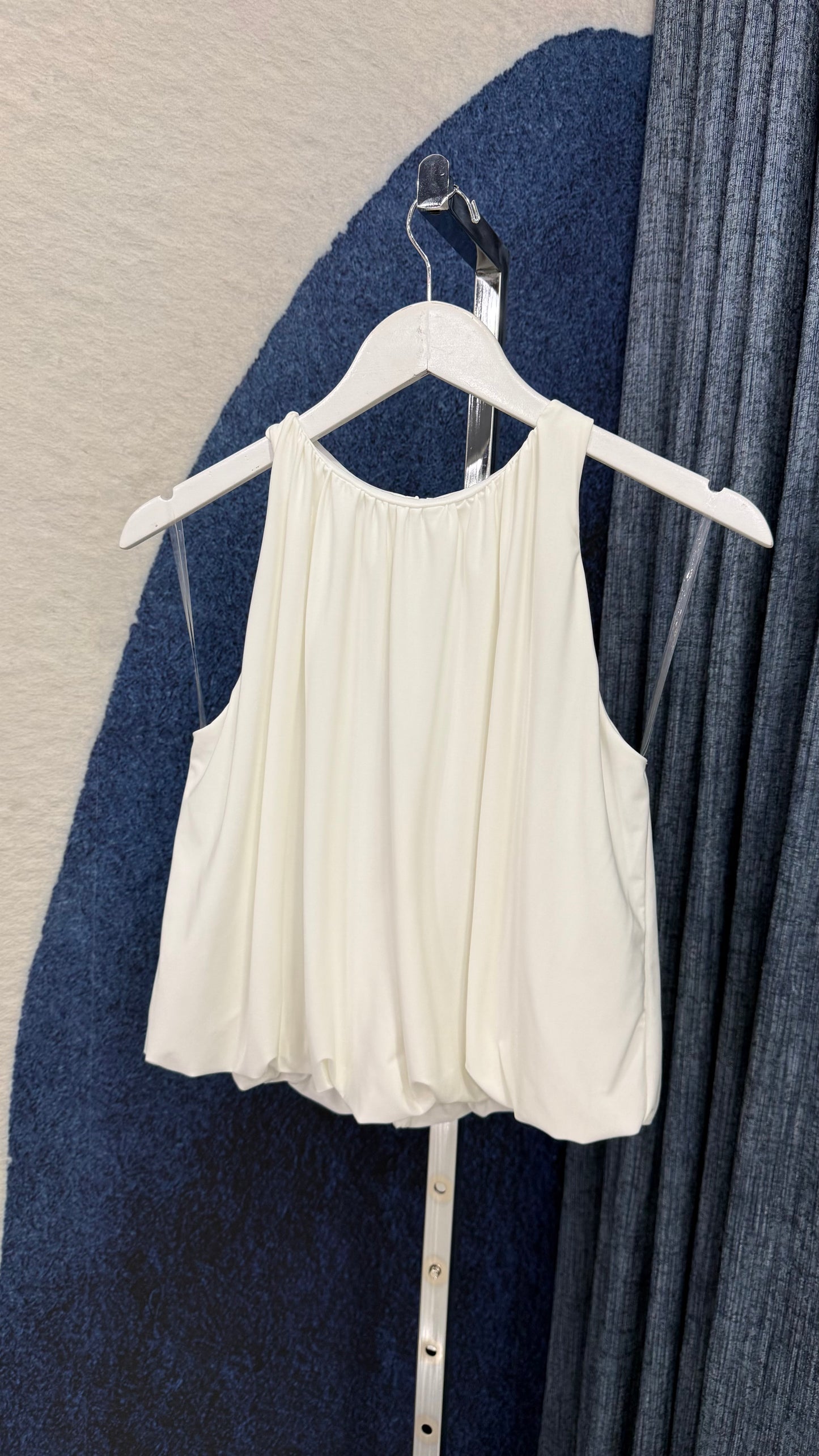 Bubble Sleeveless Top White